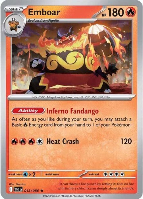 Emboar (#013/086) (SV: White Flare) Near Mint Holofoil