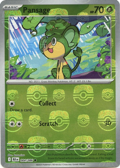 Pansage (Master Ball Pattern) (#004/086) (SV: Black Bolt) Near Mint Holofoil