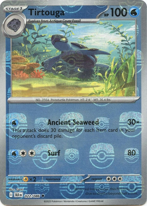 Tirtouga (Master Ball Pattern) (#022/086) (SV: Black Bolt) Near Mint Holofoil