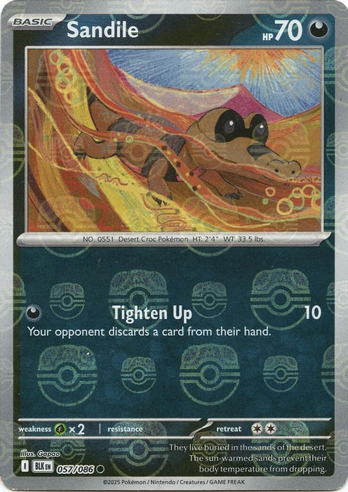 Sandile (Master Ball Pattern) (#057/086) (SV: Black Bolt) Near Mint Holofoil