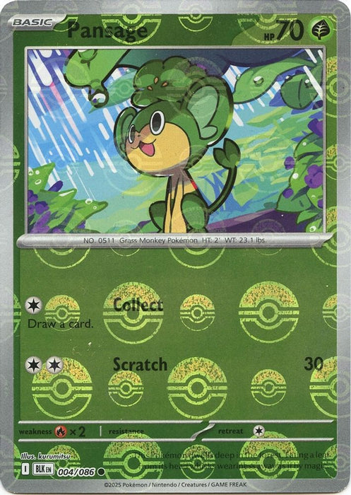 Pansage (Poke Ball Pattern) (#004/086) (SV: Black Bolt) Near Mint Holofoil