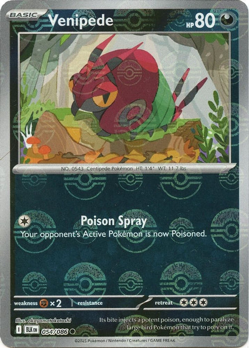 Venipede (Poke Ball Pattern) (#054/086) (SV: Black Bolt) Near Mint Holofoil
