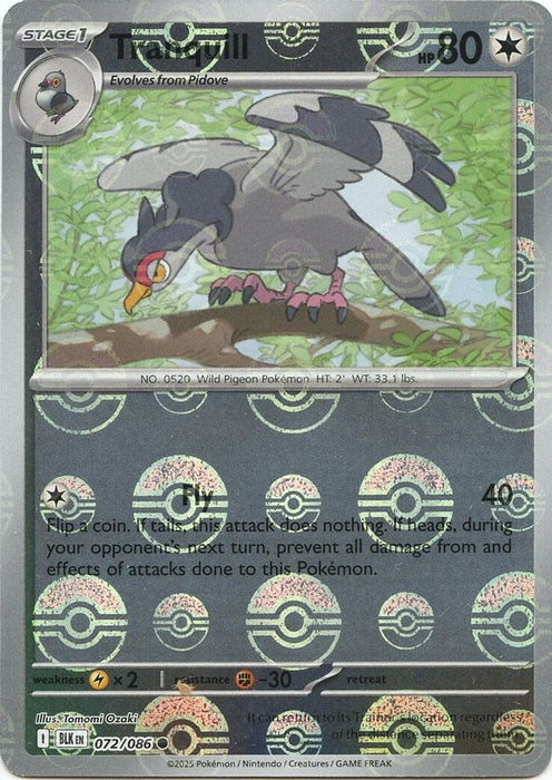 Tranquill (Poke Ball Pattern) (#072/086) (SV: Black Bolt) Near Mint Holofoil