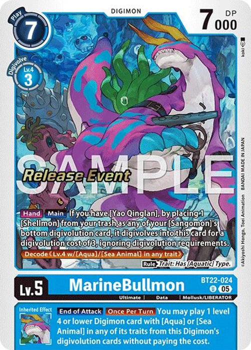 MarineBullmon (#BT22-024 U) (Cyber Eden Release Event Cards) Near Mint Foil