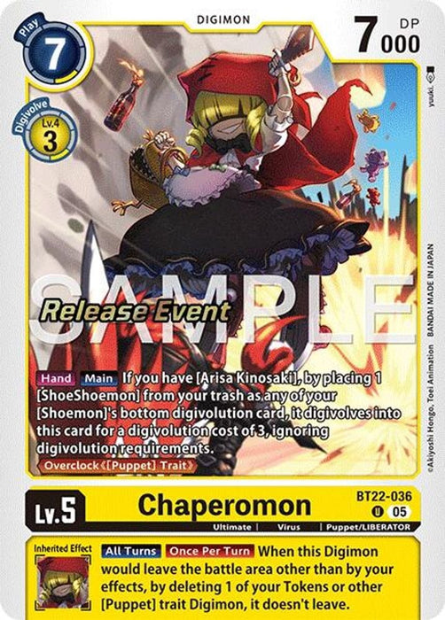 Chaperomon (#BT22-036 U) (Cyber Eden Release Event Cards) Near Mint Foil