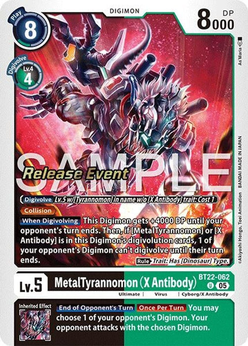 MetalTyrannomon (X Antibody) (#BT22-062 U) (Cyber Eden Release Event Cards) Near Mint Foil
