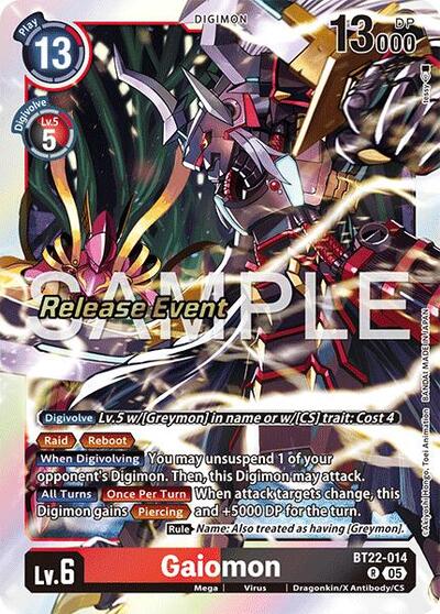 Gaiomon (#BT22-014 R) (Cyber Eden Release Event Cards)