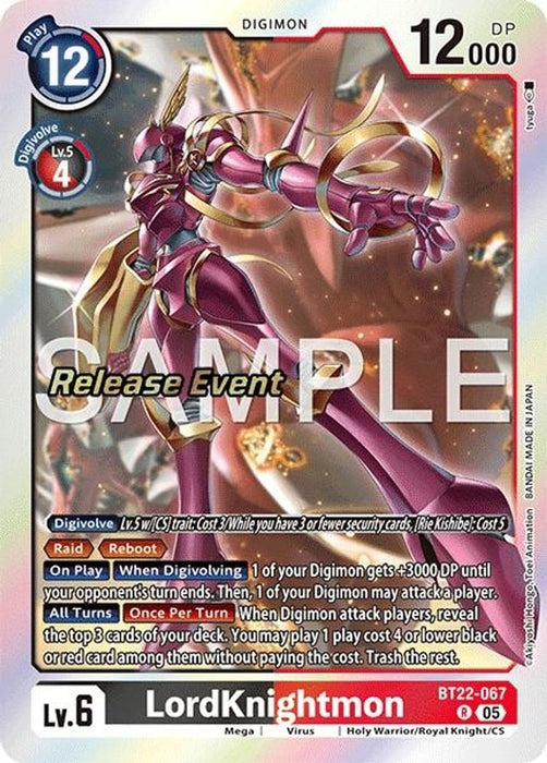 LordKnightmon (#BT22-067 R) (Cyber Eden Release Event Cards) Near Mint Foil