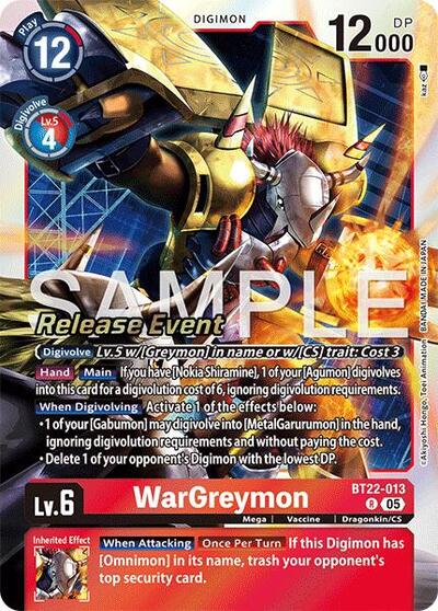 WarGreymon (#BT22-013 R) (Cyber Eden Release Event Cards)