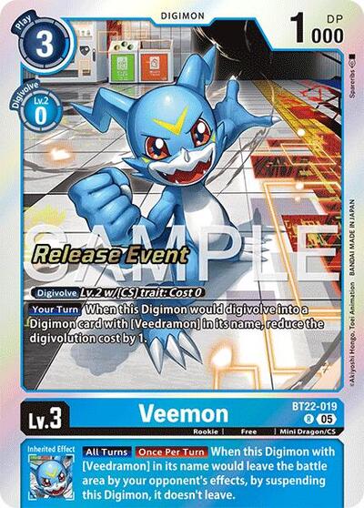 Veemon (#BT22-019 R) (Cyber Eden Release Event Cards)