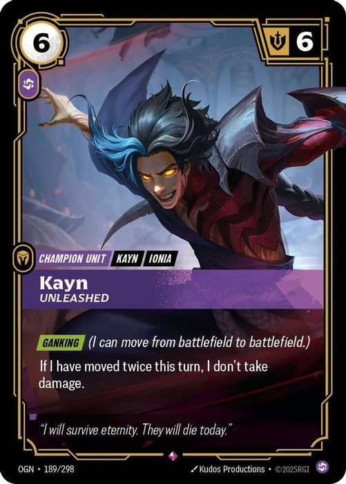 Kayn - Unleashed (#189/298) (Origins) Near Mint Foil