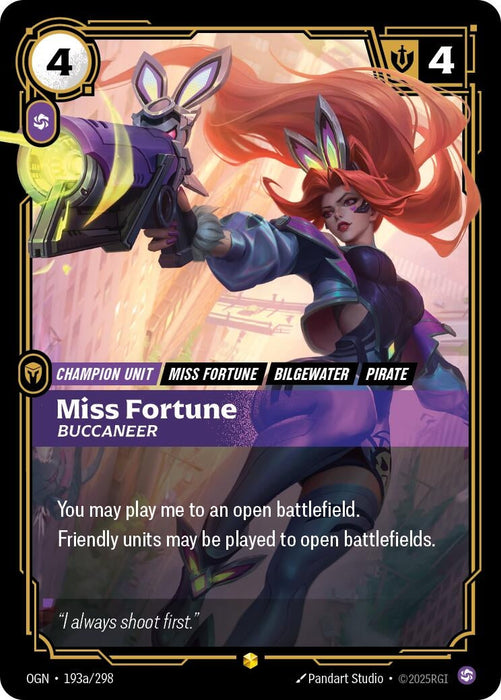 Image for Miss Fortune - Buccaneer (Alternate Art) (193a/298) [Origins] - Riftbound: League of Legends Trading Card Game