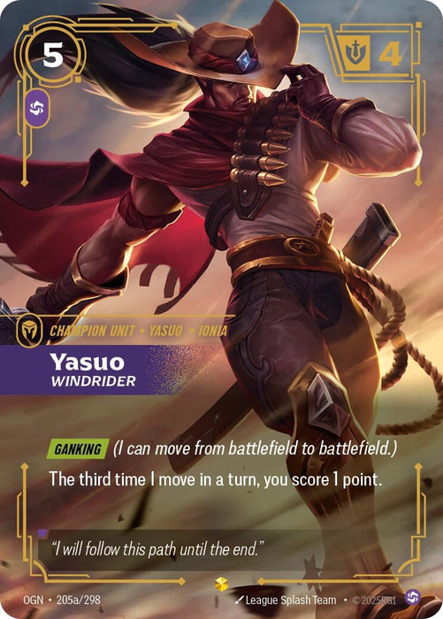 Image for Yasuo - Windrider (Alternate Art) (205a/298) [Origins] - Riftbound: League of Legends Trading Card Game