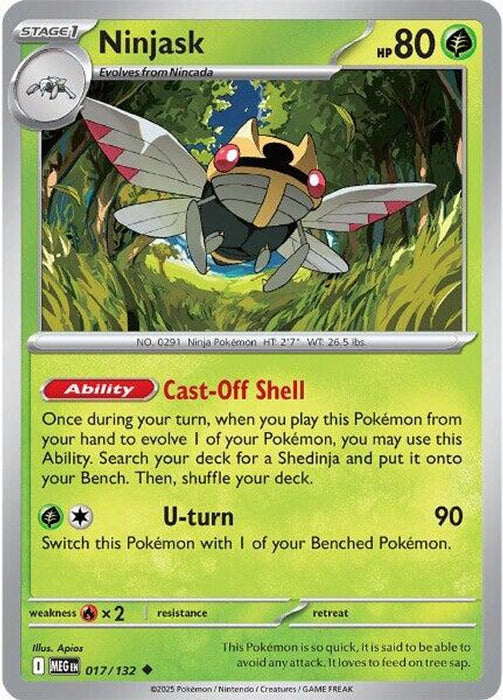 Ninjask 017 132 (#017/132) (ME01: Mega Evolution) Near Mint Reverse Holofoil