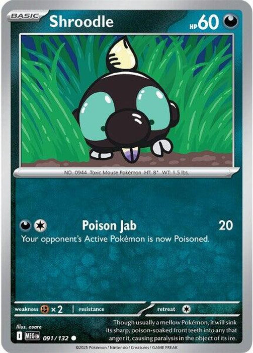 Shroodle 091 132 (#091/132) (ME01: Mega Evolution) Near Mint Reverse Holofoil