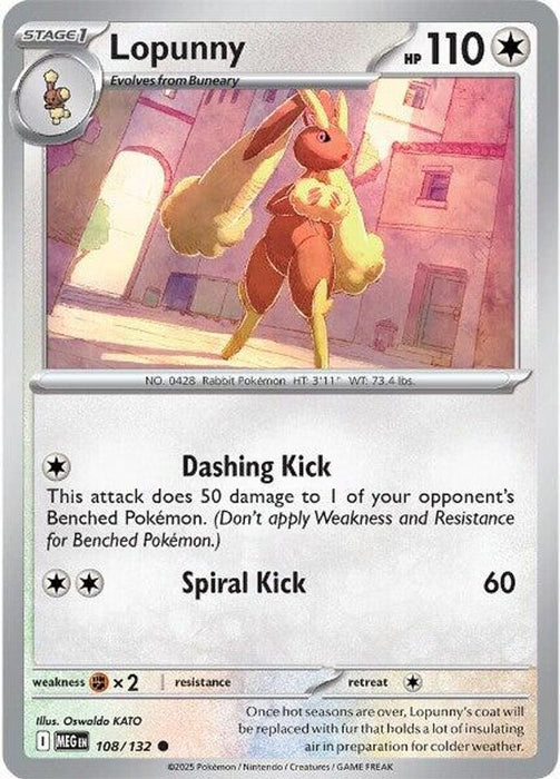 Lopunny (#108/132) (ME01: Mega Evolution) Near Mint Reverse Holofoil