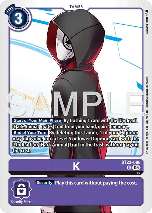 Image for K (BT23-088 U) - Digimon Card Game