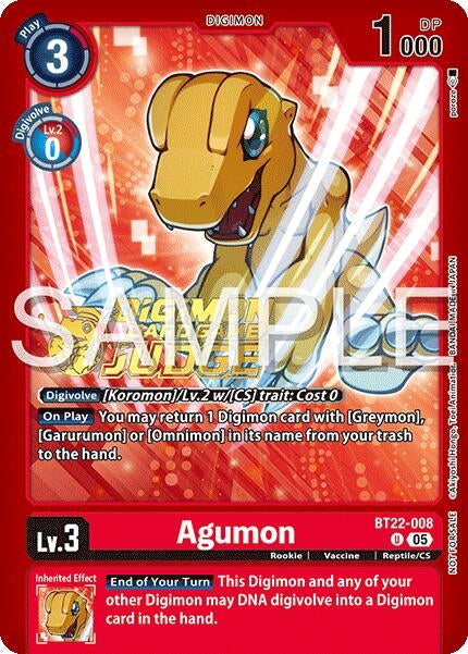 Image for Agumon (Judge Pack 2025 Wave 2) (BT22-008 U) - Digimon Card Game