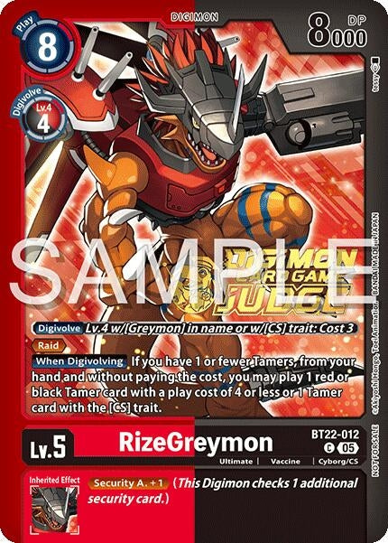 Image for RizeGreymon (Judge Pack 2025 Wave 2) (BT22-012 C) - Digimon Card Game