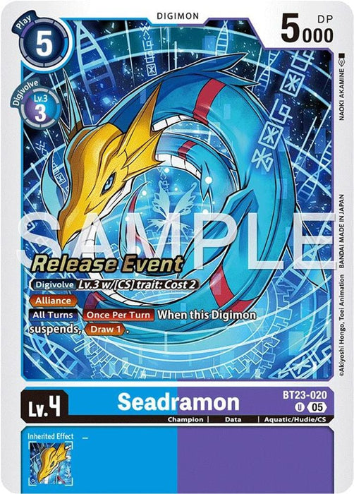 Seadramon (#BT23-020 U) (Hackers' Slumber Release Event Cards) Near Mint Foil