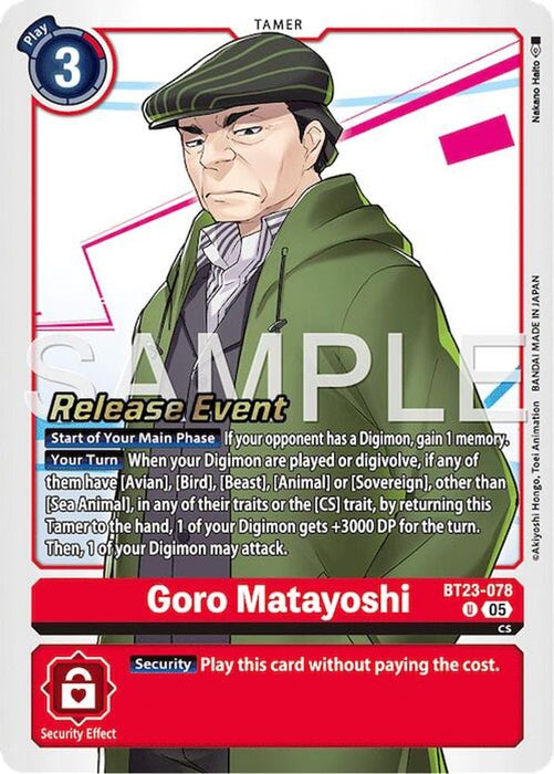 Goro Matayoshi (#BT23-078 U) (Hackers' Slumber Release Event Cards) Near Mint Foil