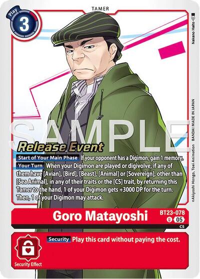 Goro Matayoshi (#BT23-078 U) (Hackers' Slumber Release Event Cards)