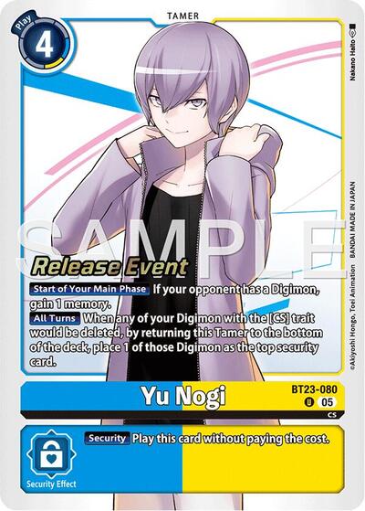 Yu Nogi (#BT23-080 U) (Hackers' Slumber Release Event Cards)