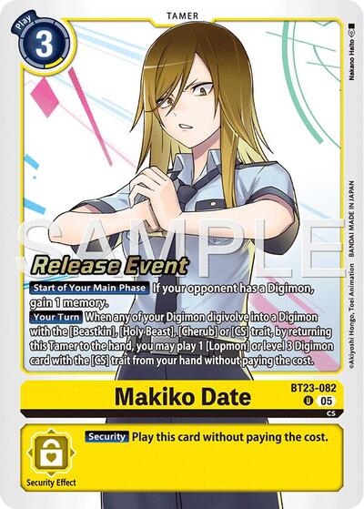 Makiko Date (#BT23-082 U) (Hackers' Slumber Release Event Cards)