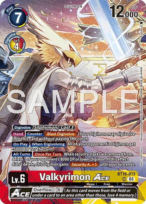 Valkyrimon ACE (Participation) (#BT16-013 SR) (Hackers' Slumber Release Event Cards) Near Mint