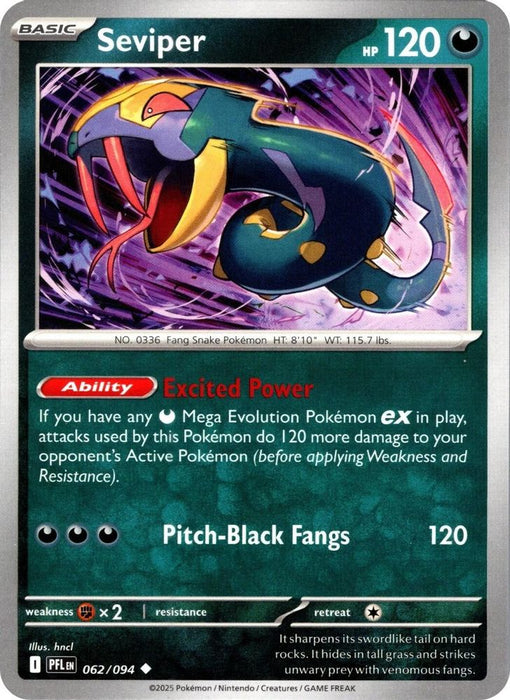 Seviper (#062/094) (ME02: Phantasmal Flames) Near Mint Reverse Holofoil