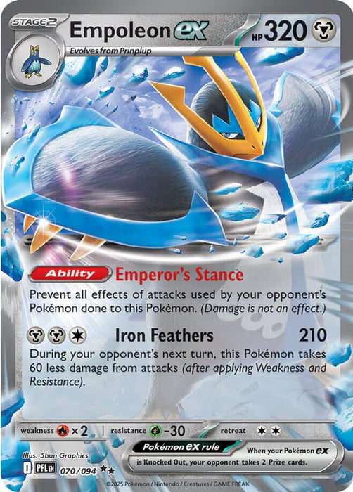 Empoleon ex - 070/094 (#070/094) (ME02: Phantasmal Flames) Near Mint Holofoil