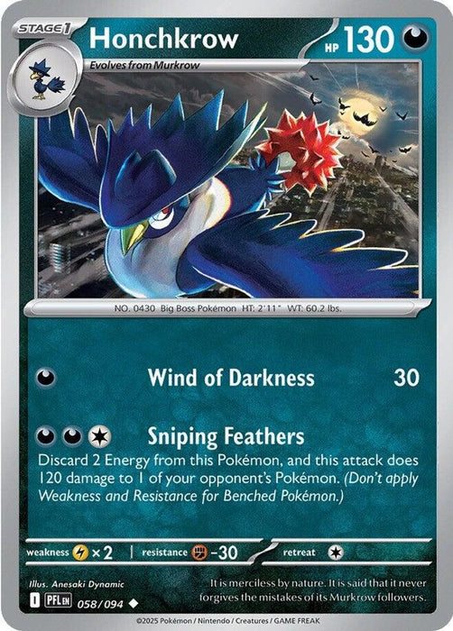 Honchkrow (#058/094) (ME02: Phantasmal Flames) Near Mint Reverse Holofoil