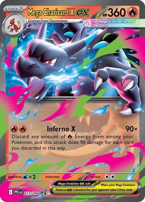 Mega Charizard X ex 013 094 (#013/094) (ME02: Phantasmal Flames) Near Mint Holofoil