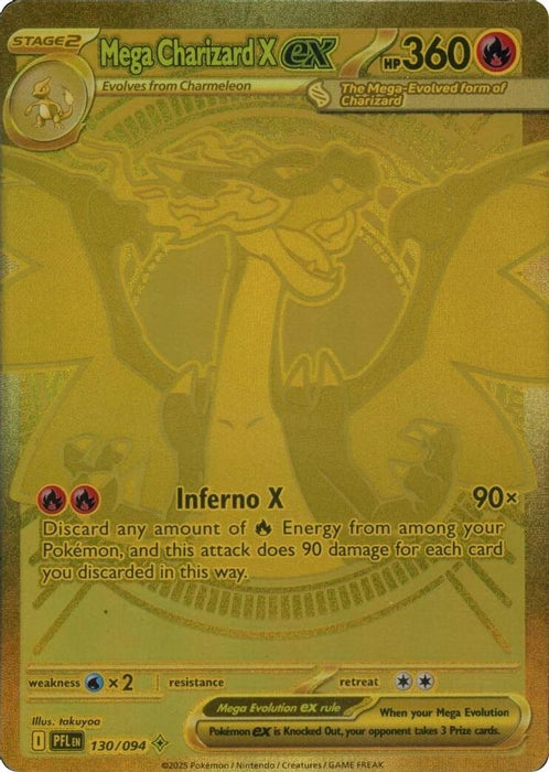 Mega Charizard X ex 130 094 (#130/094) (ME02: Phantasmal Flames) Near Mint Holofoil