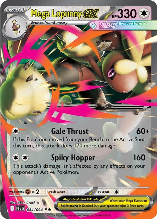 Mega Lopunny ex 084 094 (#084/094) (ME02: Phantasmal Flames) Near Mint Holofoil