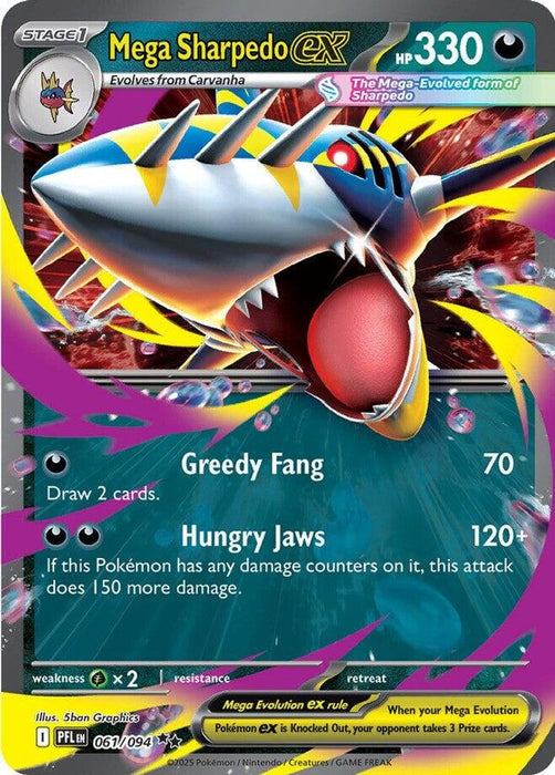 Mega Sharpedo ex 061 094 (#061/094) (ME02: Phantasmal Flames) Near Mint Holofoil