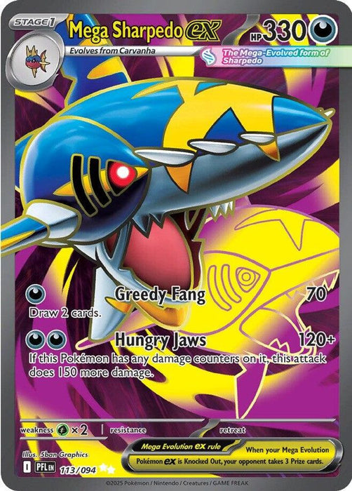 Mega Sharpedo ex 113 094 (#113/094) (ME02: Phantasmal Flames) Near Mint Holofoil