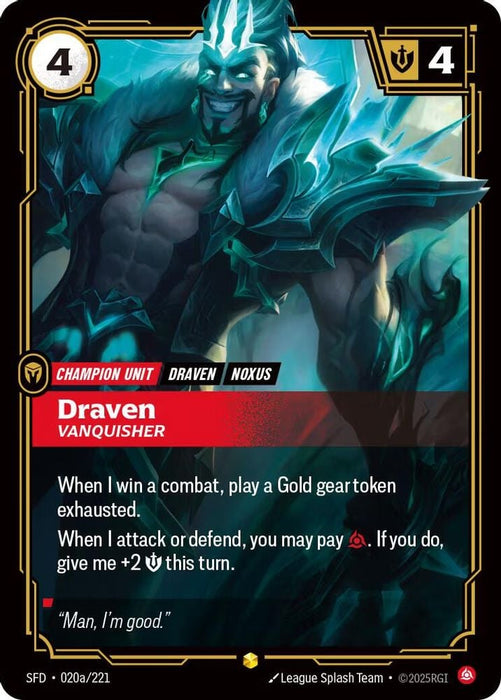 Draven - Vanquisher (Alternate Art) (#020a/221) (Spiritforged) Near Mint Foil