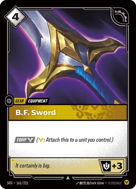 Image for B.F. Sword (161/221) [Spiritforged] - Riftbound: League of Legends Trading Card Game