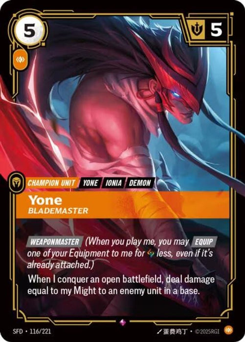 Yone - Blademaster (#116/221) (Spiritforged) Near Mint Foil