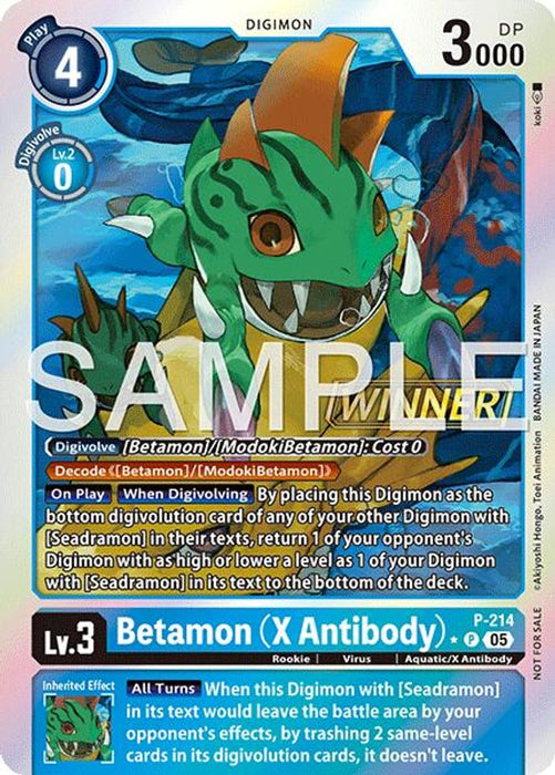 Betamon (X Antibody) (Official Store Tournament 2026 Vol. 1 Winner) (#P - 214 P) (Digimon Promotion Cards) Near Mint Foil