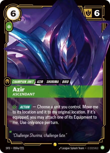 Image for Azir - Ascendant (Alternate Art) (050a/221) [Spiritforged] - Riftbound: League of Legends Trading Card Game