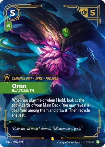 Image for Ornn - Blacksmith (Alternate Art) (058a/221) [Spiritforged] - Riftbound: League of Legends Trading Card Game