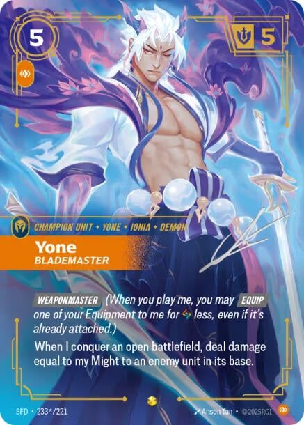 Image for Yone - Blademaster (Signature) (233*/221) [Spiritforged] - Riftbound: League of Legends Trading Card Game