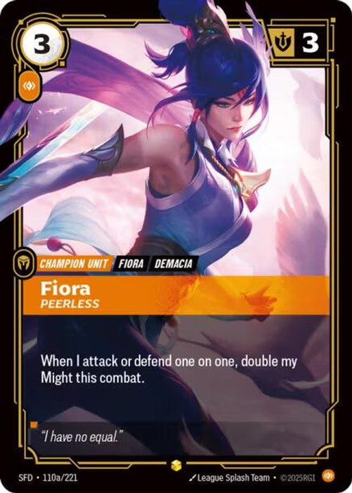 Fiora - Peerless (Alternate Art) (#110a/221) (Spiritforged) Near Mint Foil