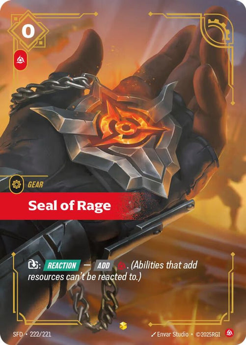 Seal of Rage (Overnumbered) (#222/221) (Spiritforged) Near Mint Foil