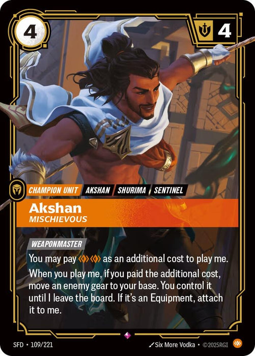 Image for Akshan - Mischievous (109/221) [Spiritforged] - Riftbound: League of Legends Trading Card Game