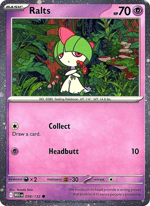 Ralts (058/132) (Cosmo Foil) [Mega Evolution: Base Set]