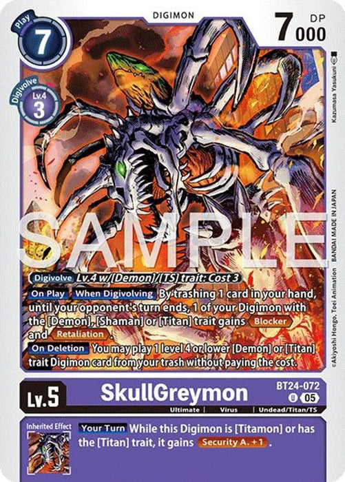 SkullGreymon (#BT24-072 U) (Time Stranger) Near Mint