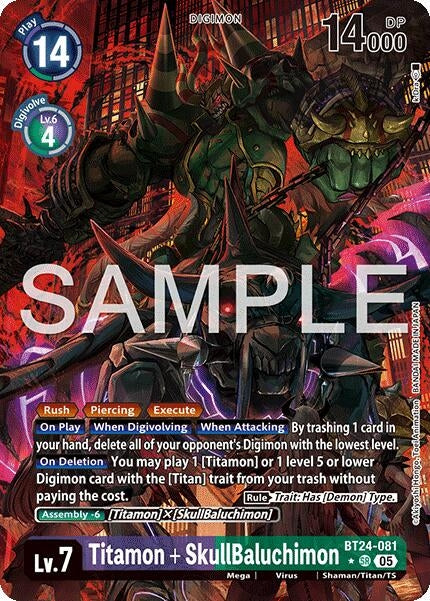 Image for Titamon + SkullBaluchimon (Alternate Art) (BT24-081 SR) - Digimon Card Game